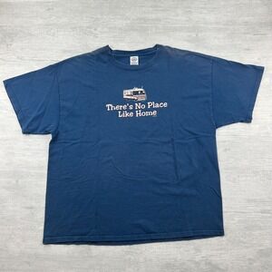 Vintage 90s There's No Place Like Home RV Shirt Size XXL Blue Funny Saying